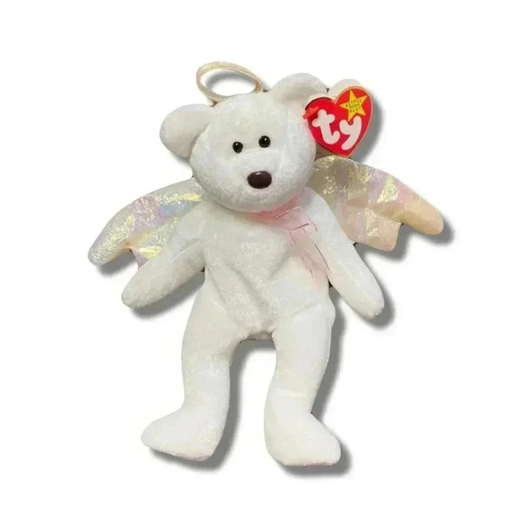 Ty Other - Rare Ty Beanie Baby Halo the Angel Bear 1998 - Brown Nose & Black Eyes, 8" Plush